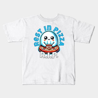 RIP Rest in Pizza - Cute Ghost with Pizza Kids T-Shirt